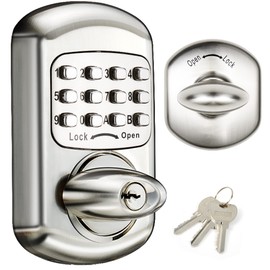 Keyless Entry Keypad Deadbolt - Digital & Mechanical Door Lock, No Low Power Risk (Silver)