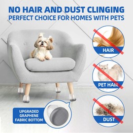Extra Small Chair Leg Floor Protectors for Carpet Hardwood Floors, Upgraded Chair Leg Caps with Graphene Fabric Bottom, No Cat/Dog Hair Clinging, 16 Pcs Clear Furniture Leg Feet Covers (Fit 0.6"-0.8")