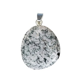 KRIO Baumachat Scheibenstein Therapiestein lose ODER als Anhänger mit 2 verschiedenen Ösen zur Auswahl (Anhänger mit V-Schlaufe)