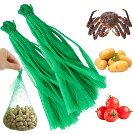 100Pcs Produce Mesh Bags,20 Inch Seafood Boil Bags Packing Supplies Net,Reusable Mesh Nylon Netting Bulk Storage Bags for vegetables Storage Fruits Seafood and Other Agricultural Products(Green)