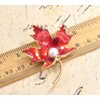 Gyn&Joy Crystal Rhinestone Glitter Enamel Faux Pearl Maple Leaf Brooch