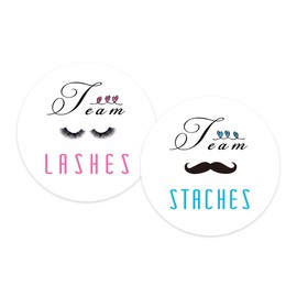 ZLKAPT 60pcs Team Lashes and 60pcs Team Staches Gender Team Circles, Team Boy Team Girl Party Circles, Team Voting Circles Lashes or Staches, Gender Reveal Party Stickers, Baby Shower Voting