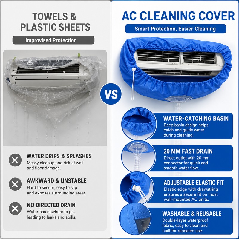 Wall Air Conditioner Cleaning Cover Bag with Drain Hose for