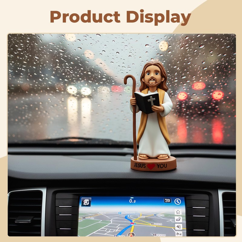 Geyynow 4" Jesus Loves You Figures, Durable Resin for Car