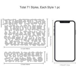 INFUNLY 71pcs Alphabet Die Cut for Card Making A-Z Letters Capital 26 Letters Metal Die Cuts Numbers Embossing Stencil Template with Punctuation for DIY Scrapbooking Craft Paper Decor