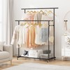 Calmootey Double Rod Clothing Garment Rack,Rolling Hanging Clothes Rack,Portable Clothes