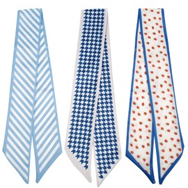 3PCS Purse Scarves for Women – Boho Twill Skinny Neck Scarves, Multifunctional Hair Bands & Fashion Handbag Accessories, Gift Set