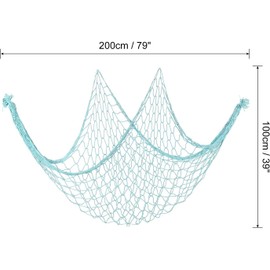 YSTrillion Fish Net Décor Blue, Fishing Net Decoration, Seashell Decorative Fishing Net in Mediterranean Style with Coloured Shells for Home Decoration, Themed Bar, 100 x 200 cm (Green)