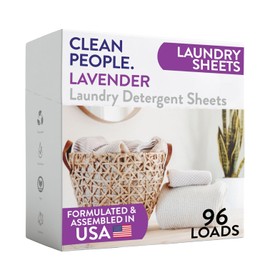 The Clean People Lavender Laundry Detergent Sheets - Laundry Soap - Ultra Concentrated, Recyclable Packaging, Stain Fighting - Lavender, 96 Pack