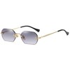 JCTAIFOO Retro Rimless Rectangular Sunglasses Women Men Vintage Slim Rectangular