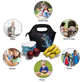 Naanle Glowing Dinosaur Insulated Zipper Lunch Bag Cooler Tote Bag for Adult Teens Kids Girls Boys Men Women, Animal Dinosaur Lunch Boxes Lunchboxes Meal Prep Handbag for Outdoors School Office