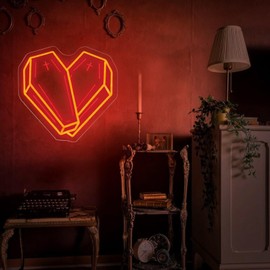 Coffin Heart Neon Sign - Red Gothic Neon Signs for Wall Decor, Ideal for Gallery Walls and Gothic Decor, Great Gift for Goth Lovers 13.5" x 13.5"
