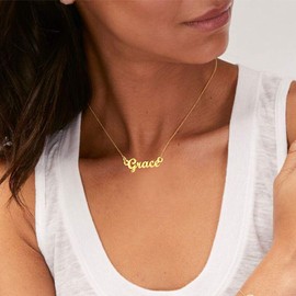 Grace Faith Name Necklace Golden Plating Stainless Steel Statement Necklace Best Mother's Day Gift for Women, Mom,Wife