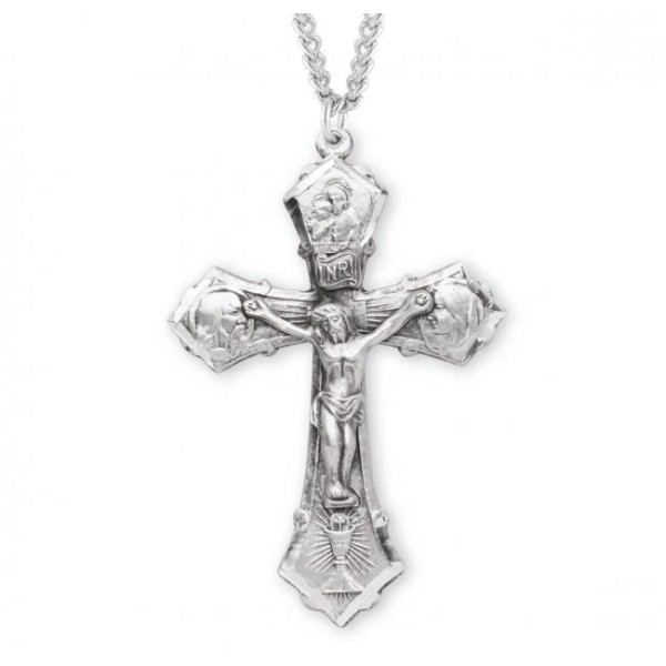 Needzo Jesus Mary Joseph Sterling Silver Crucifix 1.8in x1.2in Features