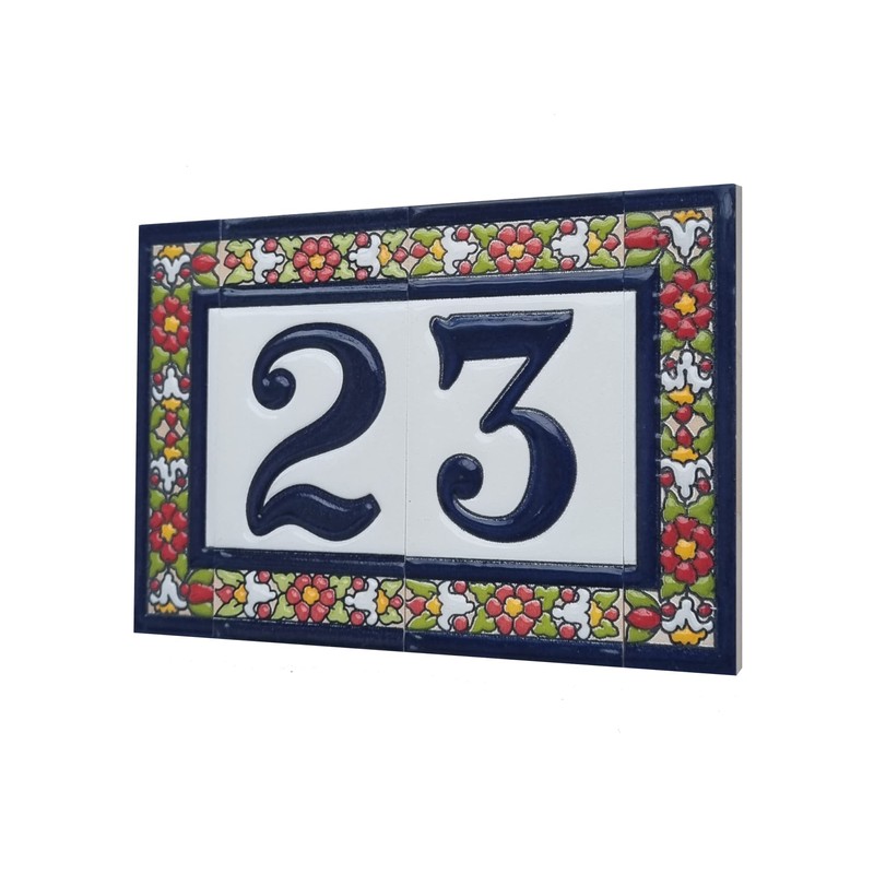 Spanish Flower Letter H Ceramic Tiles with Frame