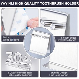 YAYINLI Electric Toothbrush Head Holder, Tabletop or Self Adhesive Tooth Brushing Holder, Bathroom Wall Mounted Shower Toothbrush Holders, Tooth Brush Head Storage Organiser (Silver, Large)