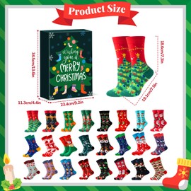 MOVINPE Socks Advent Calendar for Adults Men Women, 24 Pair of Christmas Crew Socks Funny Sock Countdown to 2025 Christmas, 24 Days Surprise Xmas Gifts Warm Cotton Sock