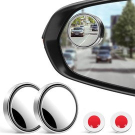 LivTee Blind Spot Mirror, 2'' Round HD Glass Frameless Convex, 2Pack Side Mirror Blind Spot, Rear View Mirrors Exterior Accessories with Wide Angle Adjustable Stick for Car SUV and Trucks, Silver