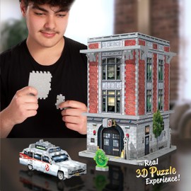 Wrebbit3D Ghostbusters 3D Puzzle Model of Firehouse Headquarters | Includes Ecto 1, Slimer and Features Stay Puft Marshmallow Man | Build and Bust Ghosts in New York
