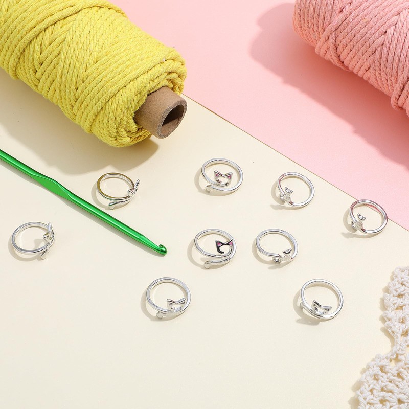9Pcs Crochet Rings for Tension Crochet Tension Ring for Finger