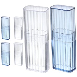 STOBAZA Pack of 6 Travel Cotton Buds Box Cotton Bud Container Transparent Swab Holder Dispenser Mini Toothpick Case Transparent Swab Keepsake for Makeup Cosmetics