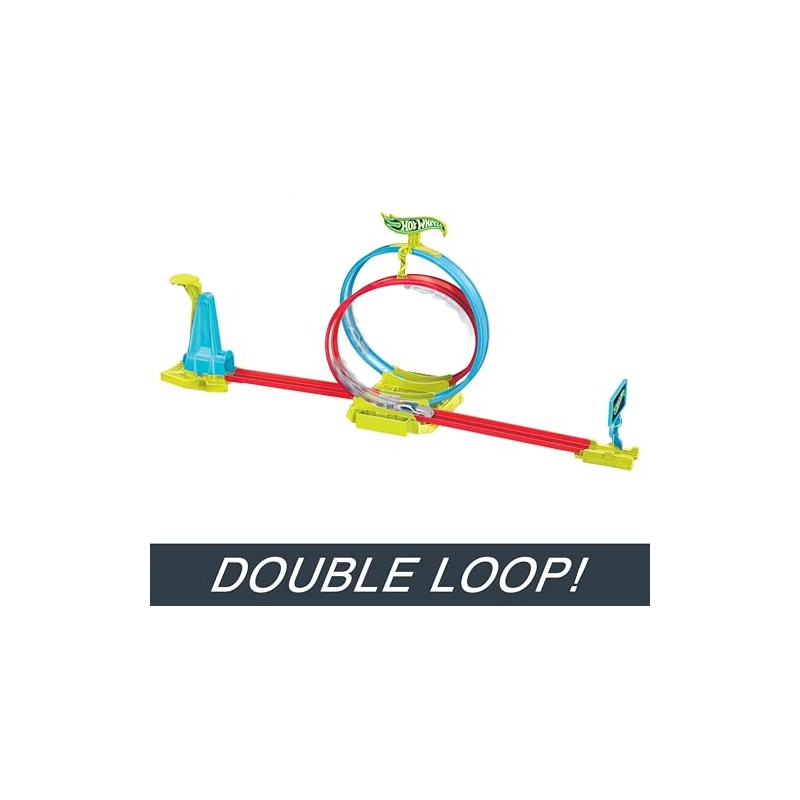 Hot Wheels Action Pista de Juguete Circuito Doble Loop Neón