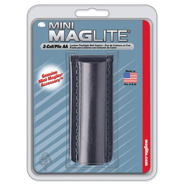 Maglite Black Plain Leather Holster for AA Cell Mini Flashlights
