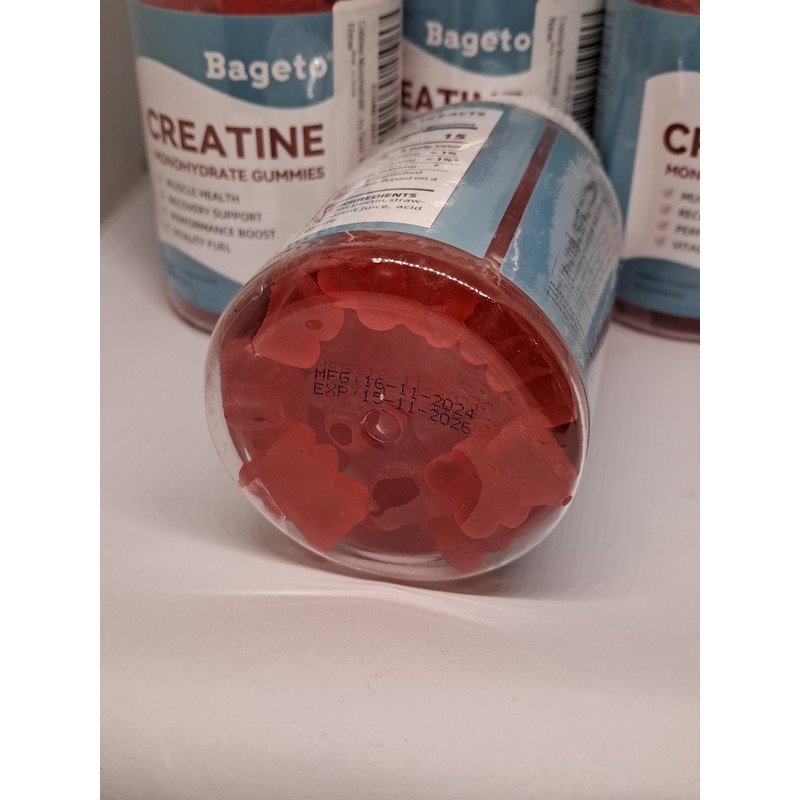 Bageto Lot Of 4 Bageto Creatine Monohydrate Gummies Strawberry 60ct