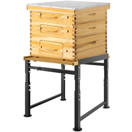 Meyoppm Adjustable Metal Bee Hive Stand, Sturdy Beehive Stand for 8/10 Frame Beehive Box, Easy to Assemble Bee Stand for Beekeeping with Round Base