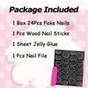 24Pcs Flower Press on Nails Medium Almond Fake Nails 3D