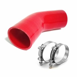 AotoKoop Codo universal de silicona de 4 capas de alto rendimiento de 45 grados ID 2.5 pulgadas (64 mm), rojo (sin logotipo)