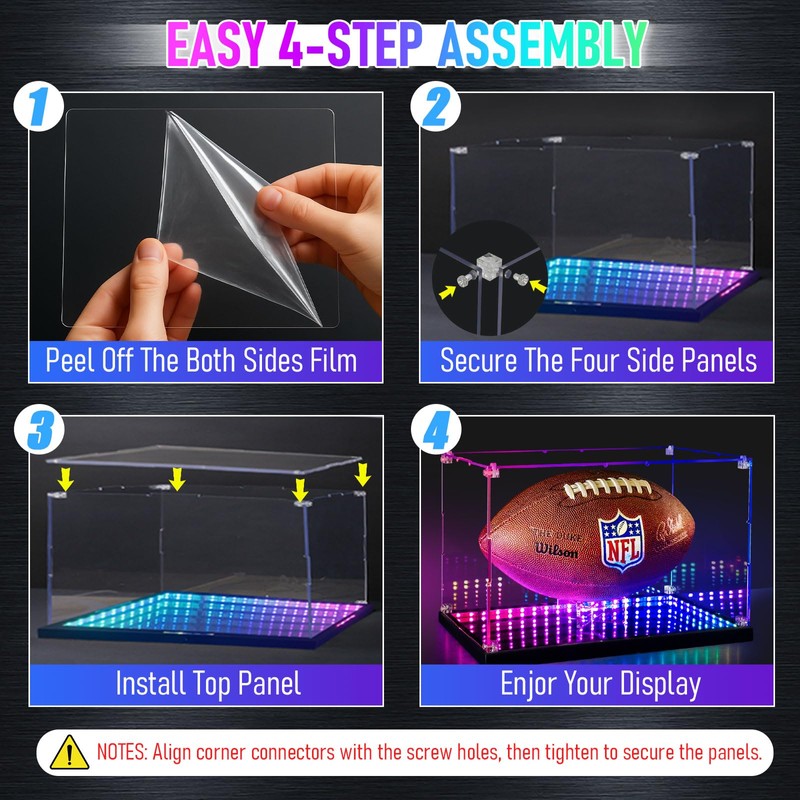 DORYBEN Soccer Display Case with RGB Light & Infinity Mirror