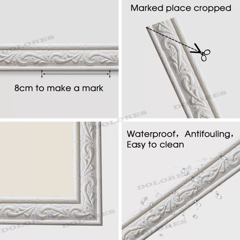 Dolores 2 Pcs Moldura 3d Zoclo Adherible Relieve Pared Puerta
