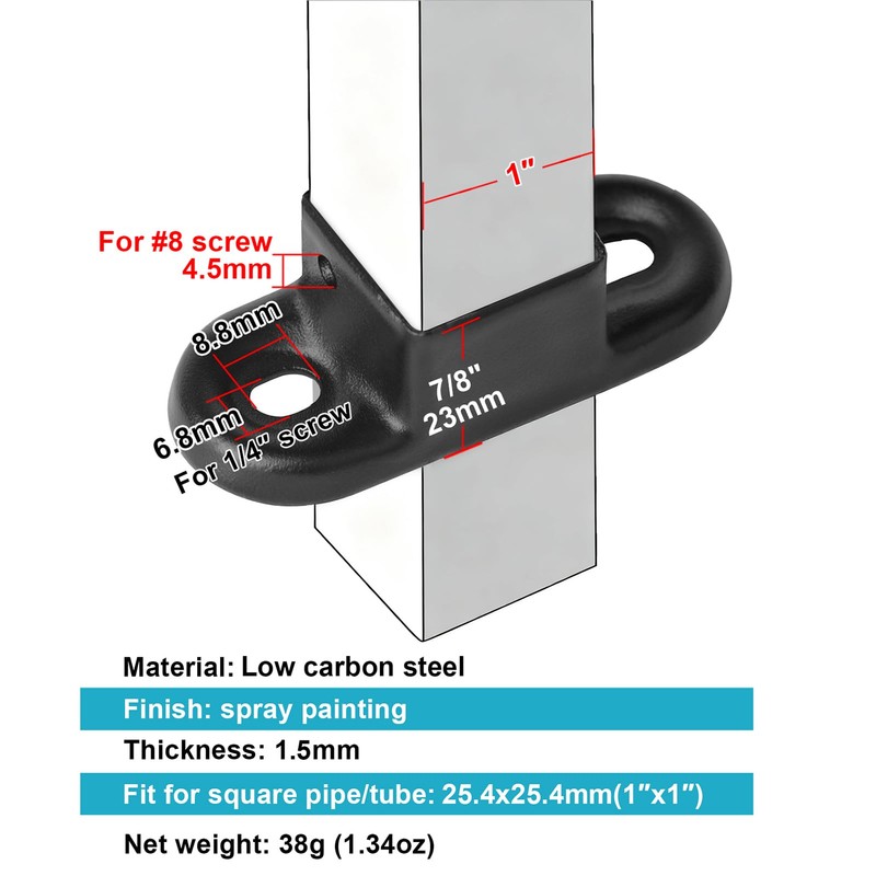 OTTFF 20 Pack Black Square Post Flange Base Fits 1"
