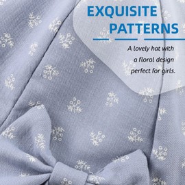 XIAOHAWANG Summer Hat Baby Girl UV Protection Sun Hat Baby Summer Hats Cotton with Bow and Ties, Blue