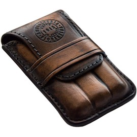 Artiglieria Fiorentina Moulded Cigar Case - Leather Cigar Holder 1-3 Half Cigars, Brown Hand Dyed Made in Italy