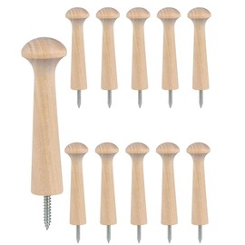 Wooden Shaker Peg Screw-on Shaker Pegs – 10 Pieces, 1.02" X 2.04" Solid Unfinished Wood for DIY, Perfect for Hanging Coats, Hats, Bags – Includes Screws, Ideal for Solid Unfinished Wood Racks