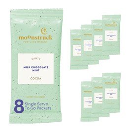 Moonstruck Chocolate Single Serve Minty Milk Chocolate Mint Hot Chocolate Packets, 8 Count (Pack of 1)