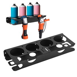 WODHMIEY Spray Bottle Storage Rack with Angle Grinder Holder, with 4 Spray Bottle Holes 2 Grinder Slots for Garage Workshop Organization