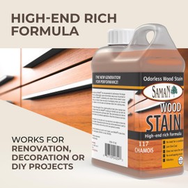 SamaN Interior Water Based Wood Stain - Natural Stain for Furniture, Moldings, Wood Paneling,Cabinets (Chamois TEW-117-32, 32 oz)