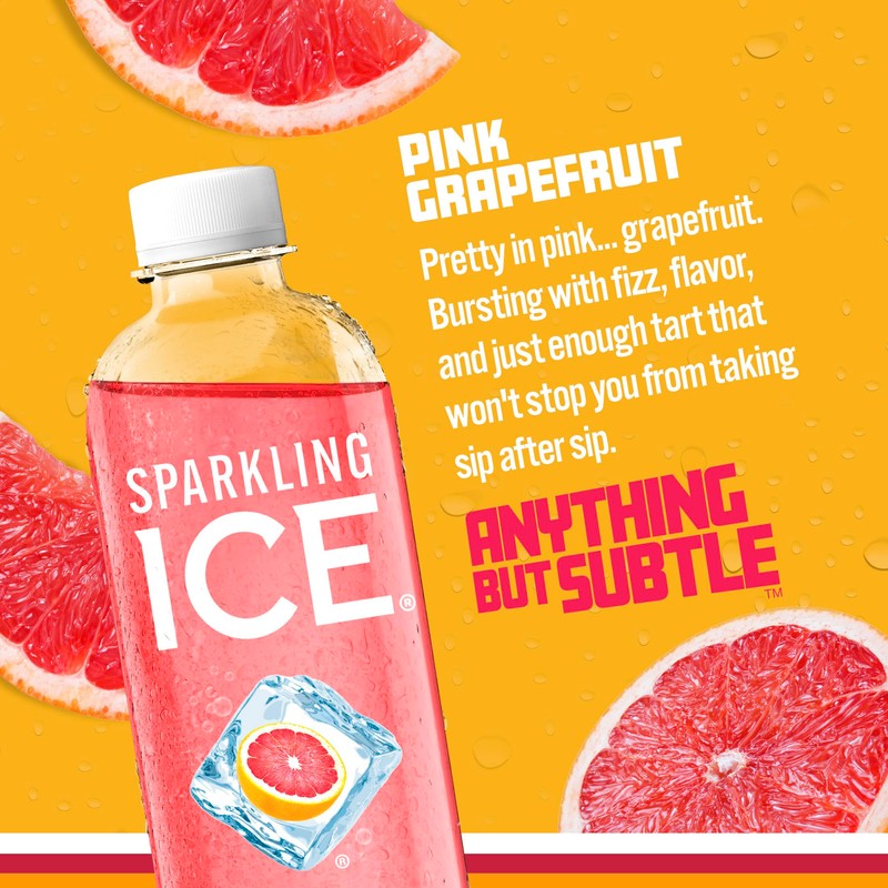 Sparkling Ice, Pink Grapefruit Sparkling Water, Zero Sugar Flavored Water,