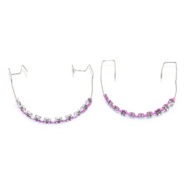 Metal bracket and orthodontic strap set, 1 set of props with metal wires for orthodontists to explain, props set for dental students to practice, temporary dental decorations (Purple)