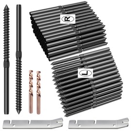 BLIKA 120 Pack T316 Stainless Steel Black Right&Left Handed Thread Swage Lag Screws for Wood Posts of 1/8" Deck Cable Railing Kit, Wire Railing Kit for Decks with Wrench, DIY Wood Baluster