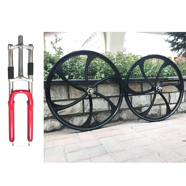 DONSP1986 26" Bike Suspension Red Fork, 1-1/8" Threadless w/ Mag/Spoke