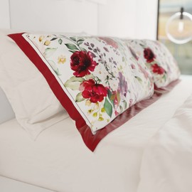 PETTI Artigiani Italiani - Bed Pillowcases, Pair of Pillowcases 50 x 80 cm, Pillow Case, Hypoallergenic Microfibre Pillowcases, Made in Italy, Red Floral Pillowcases