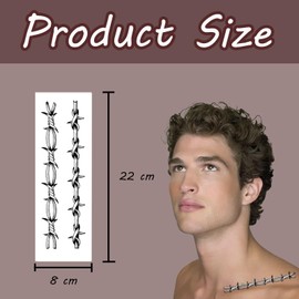 3 PCS Barb Wire Temporary Tattoos, Waterproof Lasts, Temp Realistic Fake Unique Tattoo for Women Men Kids Adults (Black)
