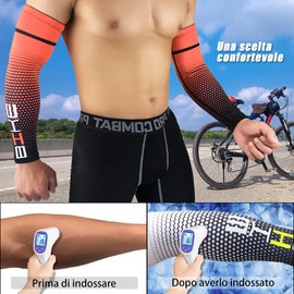 iColofun Manicotti Compressione Braccia per Ciclismo, Uomo Compressione Sportiva Manicotti per Il Braccio umidità Traspirante Protezione UV Raffreddamento o Scaldino Copriscarpe Antiscivolo