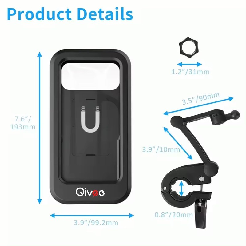 Qivee Fahrrad Motorrad Handy Halterung Halter Smartphone Wasserdicht bis 7,6