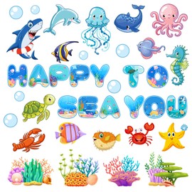 JarThenaAMCS 38Pcs Sea Animal Refrigerator Magnets Cruise Door Decorations Summer Ocean Fridge Magnetic Stickers Fish Coral Garage Magnet for Home Car Decor
