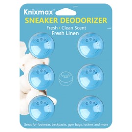 Knixmax Shoe Deodorizer Balls, Boot Deodorizing Shoe Odor Eater Ball Sneaker Deodorants, Gym Bags Lockers Car Air Fresheners, 6 Packs Fresh Linen Blue